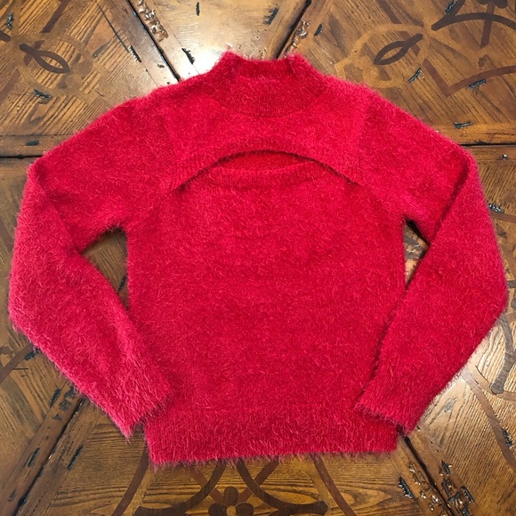 🌈3/$15🌈 Red Eyelash Sweater EUC - Picture 2 of 11